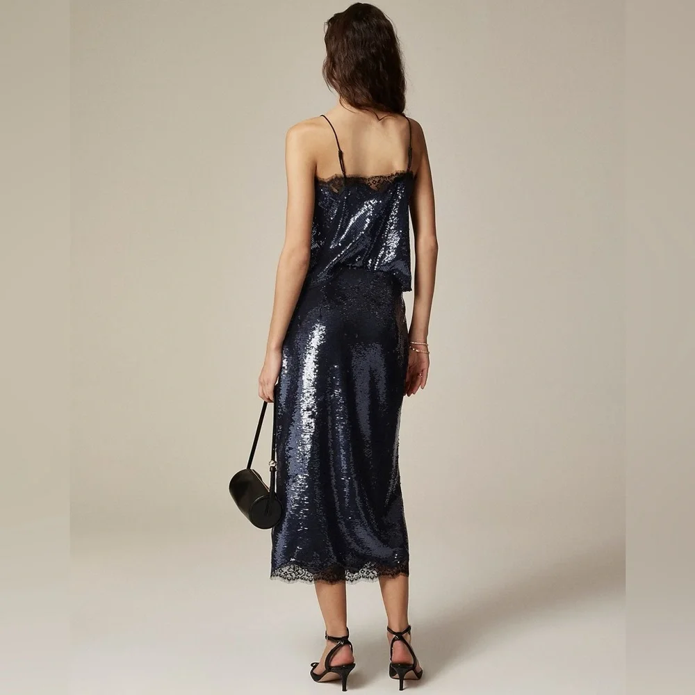 J.Crew Gwyneth lace-trim slip skirt with sequins CF747